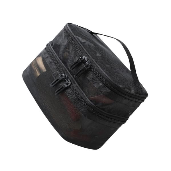 Dobbeltlags netkosmetiktaske Sort Black