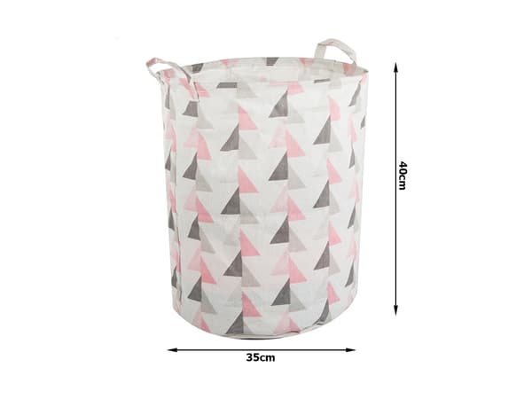 Foldbar tvättkorg – 45L_MGF Triangel Rosa/Grå