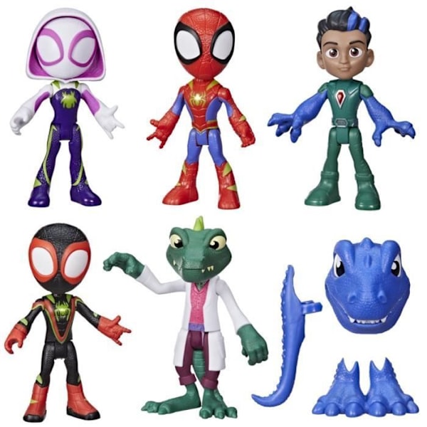 Dinosaur og Lizard Helteboks, 5 figurer, førskole superhelt legetøj, fra 3 år, Spidey og hans venner