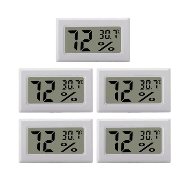 Mini digital hygrometer / termometer 5-pak Hvid White