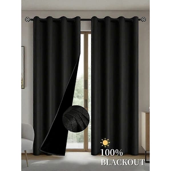 Mörkläggningsgardin med termiskt isolerad polyesterfoder för vardagsrum, sovrum, kök, svart 100x250cm 1 st med öljetter black 100X250CM 1PCS&Grommet Top