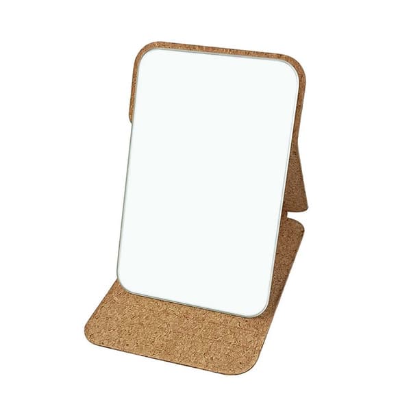 Table Foldable Mirror Made of Cork and Coffee Grounds with Coffee Scent - Eco-friendly and Portable Makeup Mirror M M