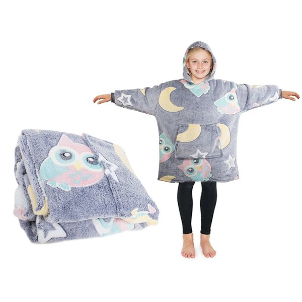 Oversized Børne Hættetrøje med Hætte - Selvlysende_MGF LightGrey