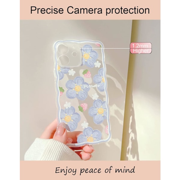 2023 Nyaste Söta iPhone 11 Skal för Kvinnor, Trendig Vågdesign & Estetiskt Blommönster, Mjuk TPU Stötfångare Stötsäkert - Blåbärsblomma