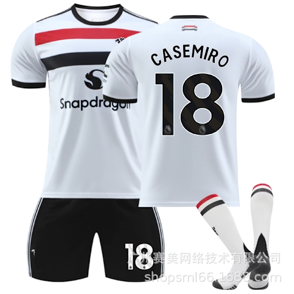 2425 Røde Djævle udebane hvid fodbolddragt sæt 10 Rashford 37 Menou 17 Ghana Joe 7 C Ronaldo herretrøje Størrelse 18 sokker Size 18 socks S