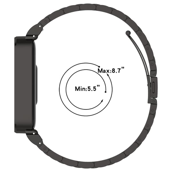 Rustfrit stålarmbånd til Xiaomi Band 9 Active og Redmi Band 3 Sort Black