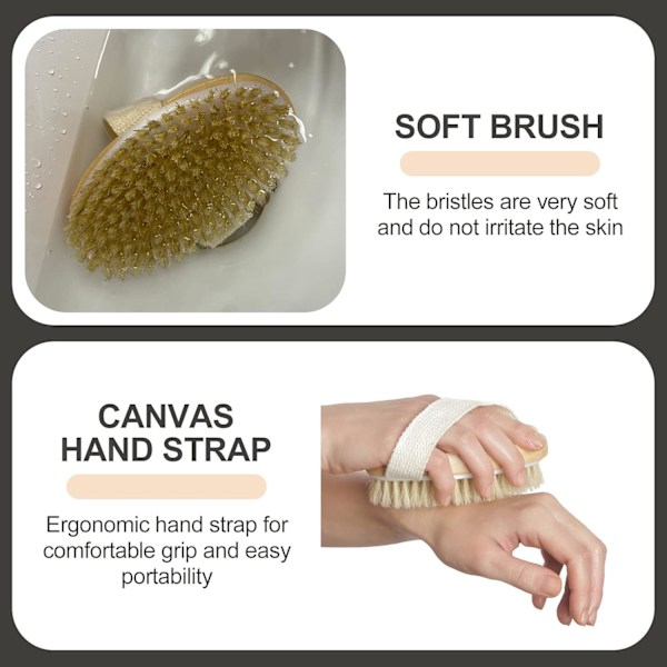 2-delat massageborstset, exfolierar död hud och främjar blodcirkulationen