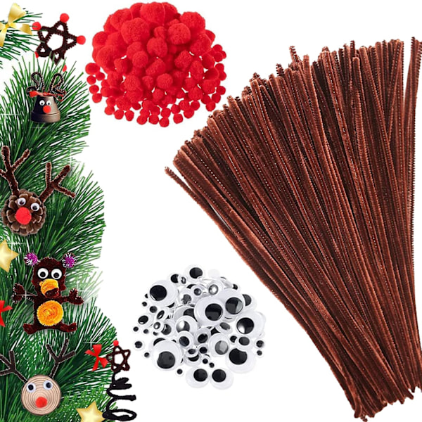 400-Piece Brown Pipe Cleaner Set for Christmas Crafts and DIY Projects