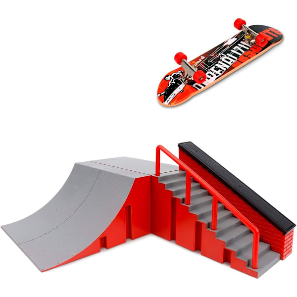 Finger Skateboard Ramp Accessories Set, Fingerboard Skate Park Kit Ramp Finger Skateboards Training Props for Kids and Children (B)