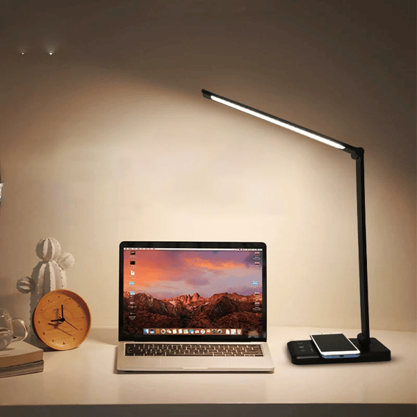 Dimmable Desk Lamp with QI Charging and 5 Light Modes, Black black_MGF