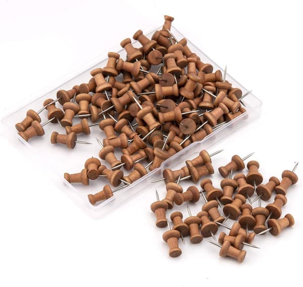 Træ tegnestifter - 100 stk. - Til korkopslagstavle og hobbyprojekter 100pcs