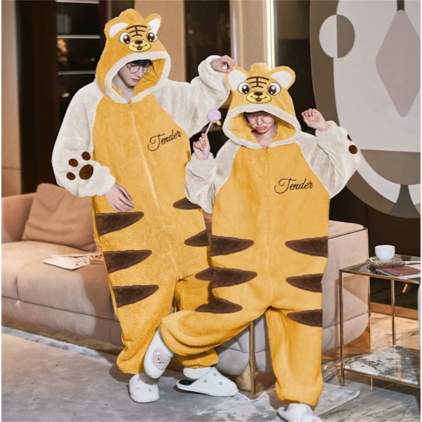 Aikuisten unisex-hyppyhaalareita, eläinpuku-onesie, yöpaita, pyjama, huppari, yöasu, cosplay, pahvilaisten yöasuja juhliin, halloween dam tigger L