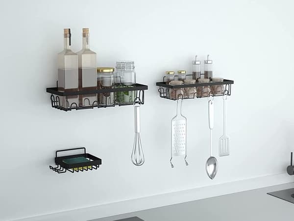 Loft-kylpyhuoneen suihkuhylly roikkuu 4x koukku_MGF