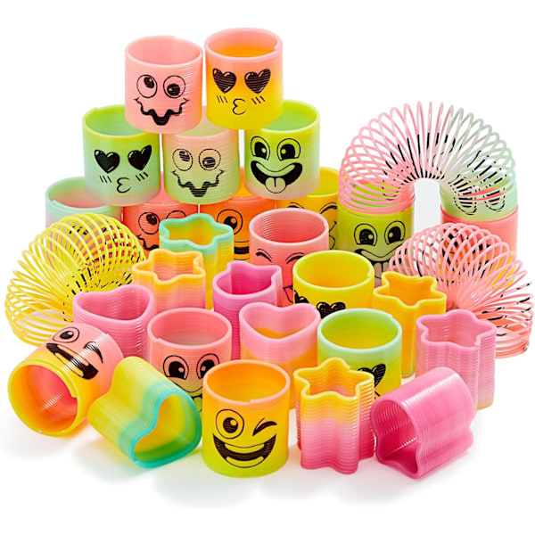 30 stk. Regnbuefjer Party Favor Mini Plastik Spiralfjeder Legetøj Fidget Stress Shell Mini Fjeder Bulk Legetøj Til Karneval Fødselsdagspris