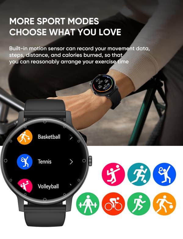 Smartwatch with BT call and many measurement functions Black Black