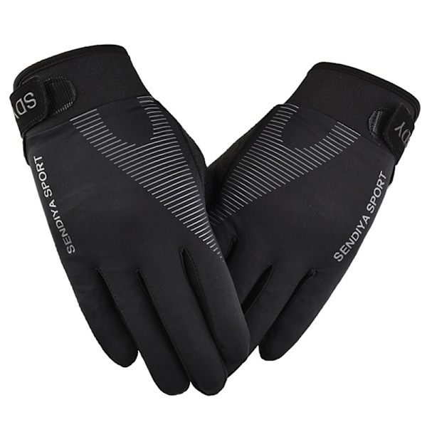 Herre Sykkelhansker Hel Finger Touch Motorsykkel Sykkel Mtb Bi Svart Sort Black L