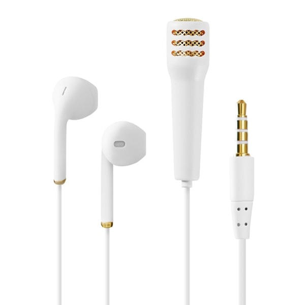 3,5 mm karaoke-mikrofonhodetelefoner mini stereo øretelefoner med ledning i hvitt White