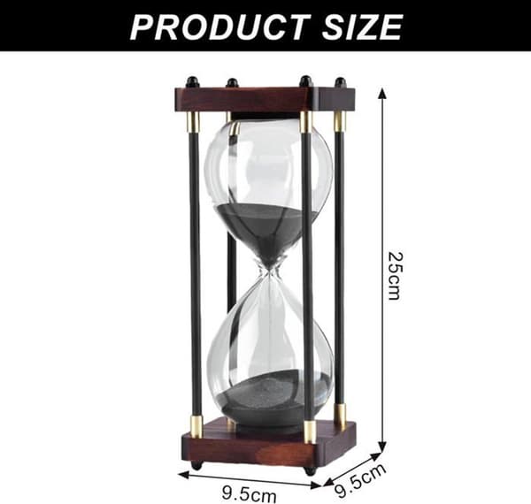Dekorativt glas timeglas med guld side ramme til stue sofabord skolespil 30 minutter sort_yu