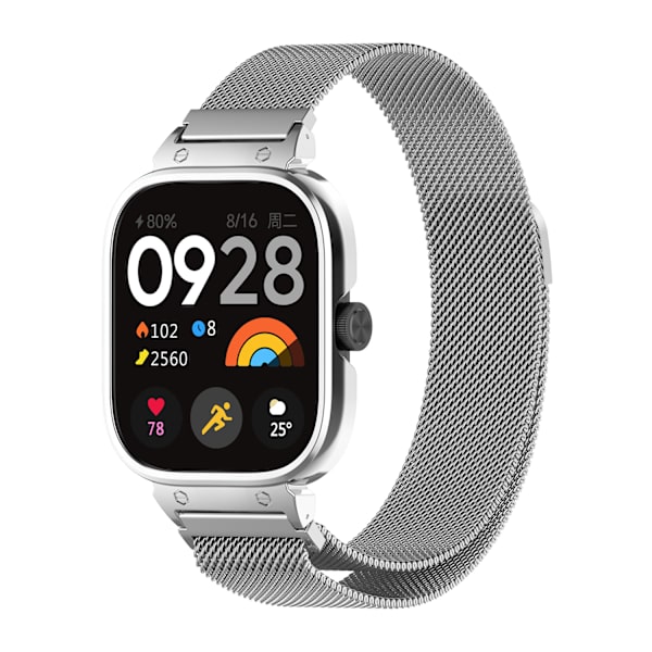 Metal Frame Case with Integrated Strap for Redmi Watch 4 Silver Silver