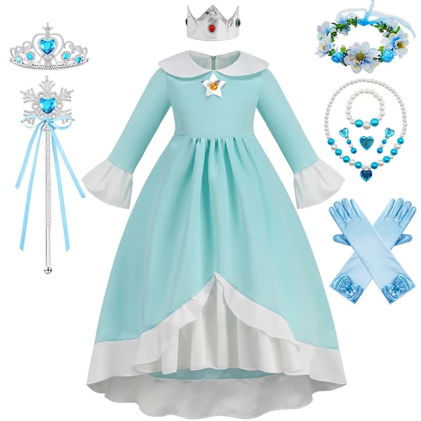 Daisy Princess Klänning Flicka Tecknad Film Cosplay Kostym Sommar Barn Orange Festkläder 2-10 År Halloween Maskeradkläder Rosalina Set 02 Rosalina Sets 02 5-6T Tag-130