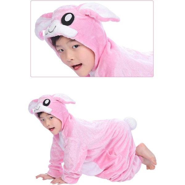 Børne/Unisex Fancy Dress Dyrekostume Onesie Pyjamas Jumpsuit Cosplay Kigurumi Jul Halloween Fancy Dress Rosa kanin 120