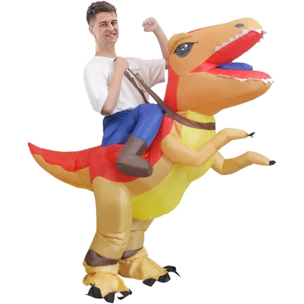 Dinosaur oppustelig kostume voksne sjov oppustelig dinosaur kostumer halloween dress up til lærer skolefest Orange Raptor