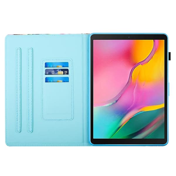 Til Samsung Galaxy Tab S6 Lite Farvede Syninger Læder Tablet Smart Case Corgi_MGF Corgi