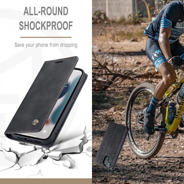 CaseMe Slim Wallet etui til iPhone 13 Sort