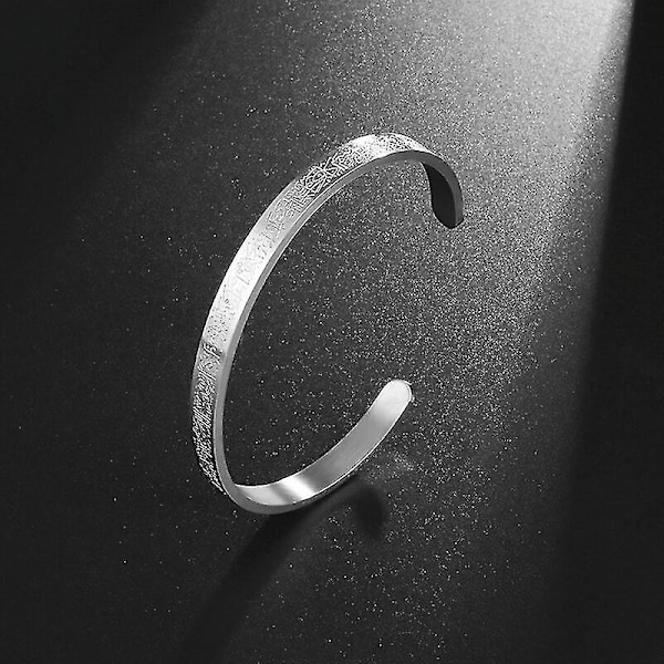 Ayatul Kursi Armbånd i Rustfritt Stål Islamsk Muslimsk Koranvers Mansjettarmbånd Menn Arabisk Kalligrafi Budbringer Smykker Gaver Rose Gold