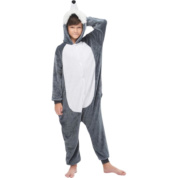 Barn unisex jumpsuit, 2023 kostymdjur onesie nattklänning pyjamas huvtröja cosplay kigurumi nattkläder jul halloween Varg 140