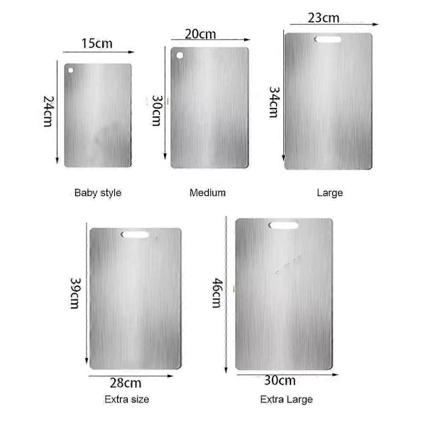 Tykk Rustfritt Stål Kuttbrett Antibakteriell og Muggresistent Husholdningskuttbrett Kjøkken Kjevlebrett 30x20cm