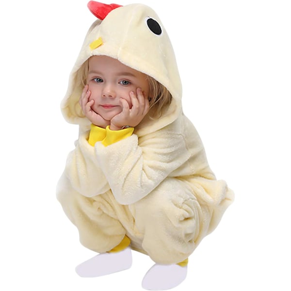 Unisex børnejumpsuits, 2023 kostume dyreonesie natkjole pyjamas hættede nattøj cosplay kigurumi nattøj jul halloween Chick 120