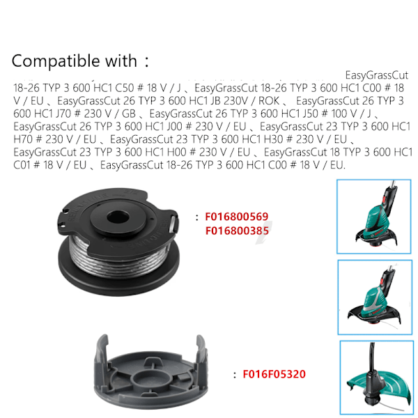 Trådspoler med trimmertråd Bosch EasyGrassCut 18-230 gresstrimmer Svart Black