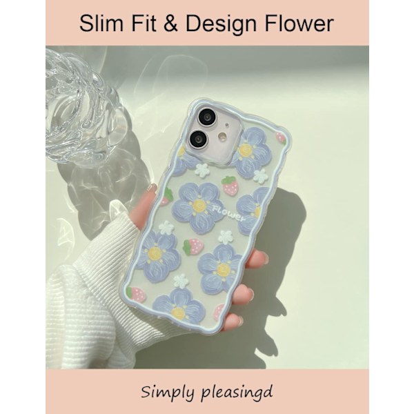 2023 Nyaste Söta iPhone 11 Skal för Kvinnor, Trendig Vågdesign & Estetiskt Blommönster, Mjuk TPU Stötfångare Stötsäkert - Blåbärsblomma