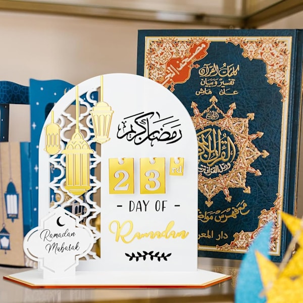 Ramadan Adventskalender i Akryl: Ramadan Dekorationer til Hjemmet Eid Mubarak Borddekoration