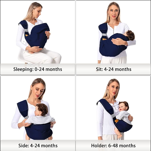 All Blue Bæresjal, Vikle Bæresjal, Justerbar Bæresele, Bæresele, Åndbar Bæresele, Nyfødt Bæresele, Nyfødte og Småbørn op til 18 kg