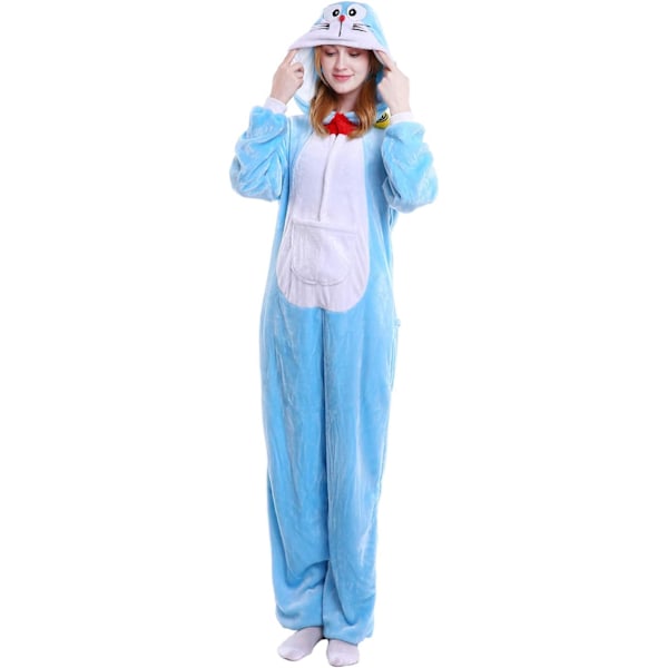 Voksen Unisex Jumpsuits Kostume Dyrekostume Dragt Kick Suit Natkjole Pyjamas Hætte Natbeklædning Cosplay Tegneserie Kigurumi Karneval Jul Halloween Doraemon S