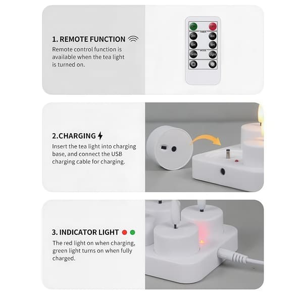 Genopladelige fyrfadslys – LED-lys med kontrol og timer_MGF 6-Pack
