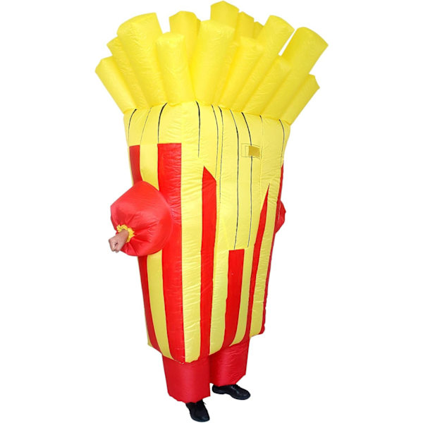 Pommes frites kostym uppblåsbar rolig hamburgarkostym matkostymer för kvinnor män vuxna karneval halloween parad fest cosplay Pommes frites