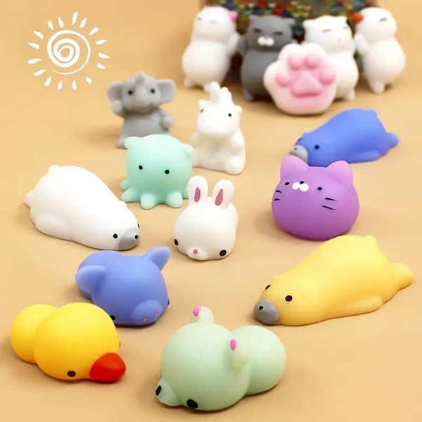 20 st Mini Squishy Leksaker för Barn - Slumpmässiga Djur Mini Squishes - Födelsedagspresent