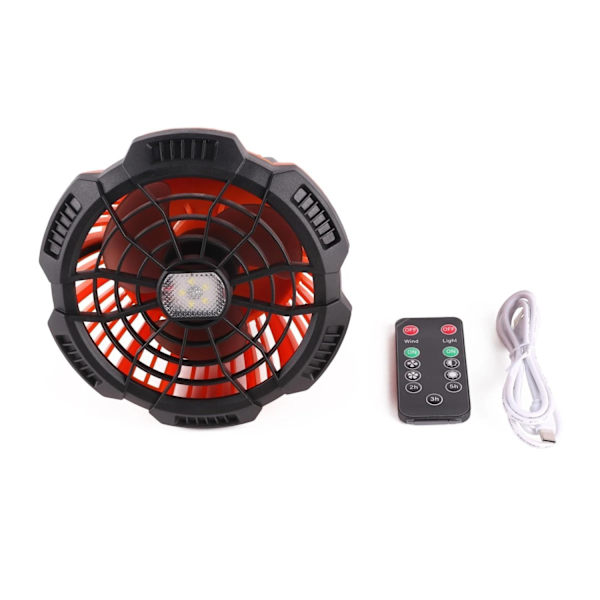 Trådløs Ventilator - Campingventilator med LED-lys og Krog_MGF Orange