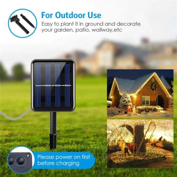 Solcelle Lysstreng LED 10m 100 Lampetter Gul yellow