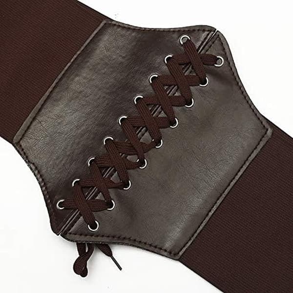 Korset til kvinder, steampunk underbuste, snørebånd, taljetræningsbælte, brun, 85 cm