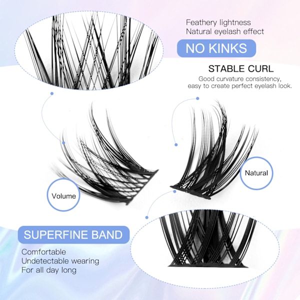Yksittäiset tekoripset - Set Natural Volume Lashes - 40kpl Musta