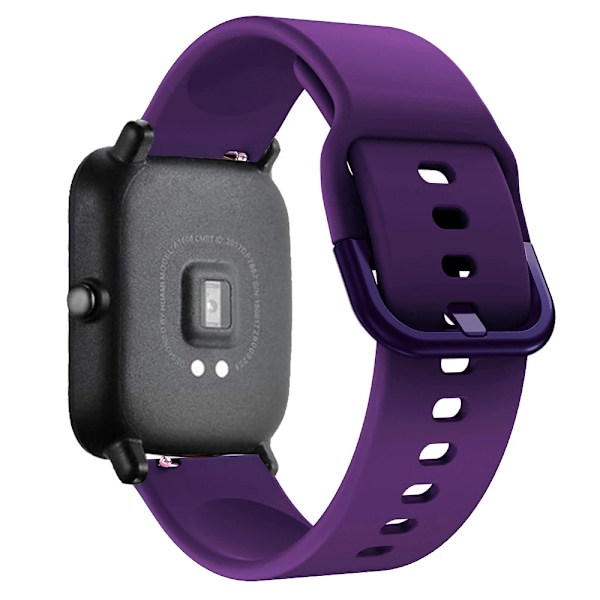 20mm 22mm Klokkearmbånd For Amazfit GTS 2/3/4 Mini Band GTR 2/3/4 42mm Silikon Armbånd For Amazfit Bip Band Tilbehør Lilla Purple 20mm Watchband