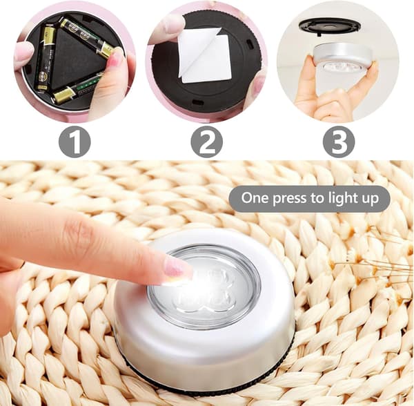 4-pack touch-aktiverade LED-trycklampor, trådlösa touch-nattlampor, batteridrivna trycklampor, underskåpsbelysning