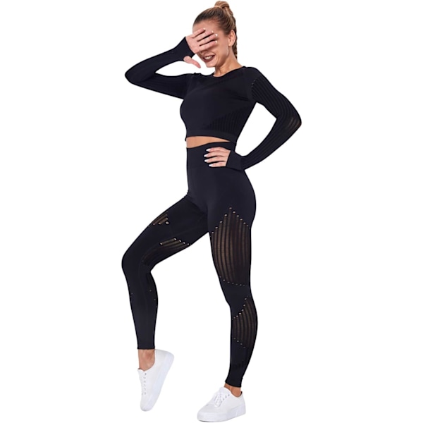 Yoga-bukser Gym Kort Toppsett For Kvinner Høy Midje Sømløse Leggings Yoga Tights Leggings Trening Sports Topp Løping Gym Bukser Med Elastisk Livbånd