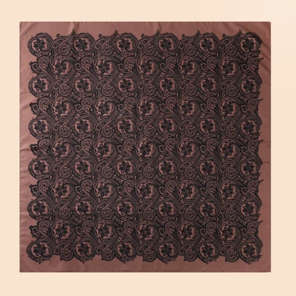 Elegant satengskjerf i silke, 90x90 cm Brun Brown