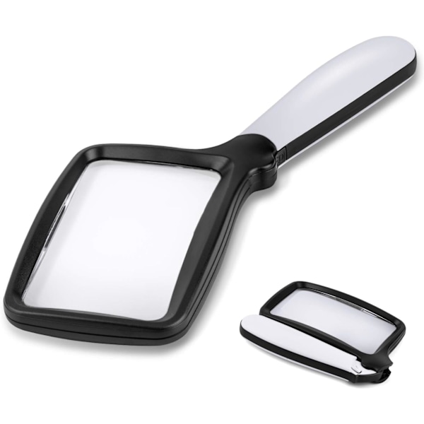 Folding handheld magnifying glass with light, dimmable LED, suitable for the elderly, magazines, books, illuminated gifts for crowds.