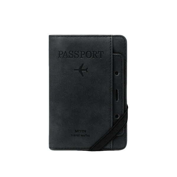 Passinpidike / Matkalompakko RFID-estolla, musta Black